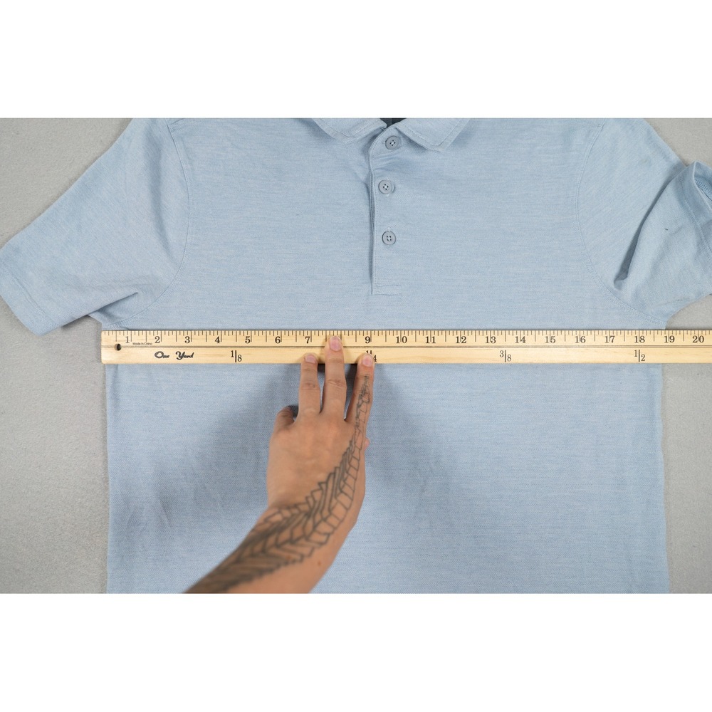 Lululemon Evolution Polo Shirt Mens Light Blue Heathered Short Sleeve Golf Top image 7